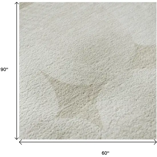 Beige And Ivory Abstract Geometric Washable Area Rug With UV Protection Photo 9