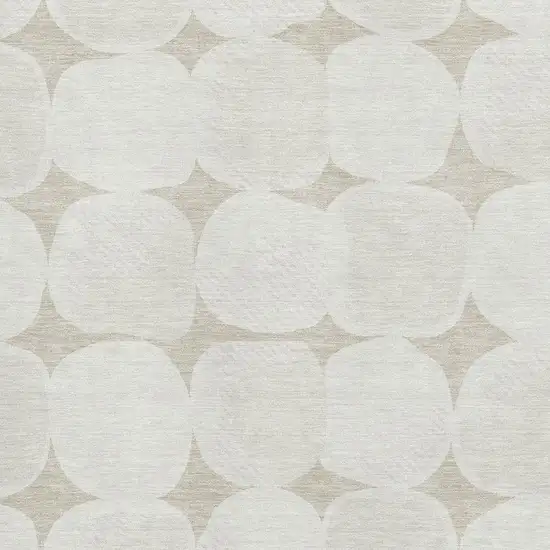 Beige And Ivory Abstract Geometric Washable Area Rug With UV Protection Photo 3