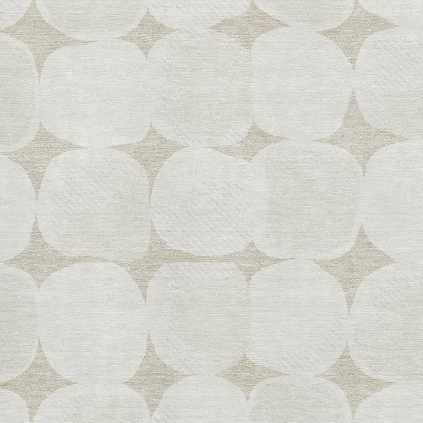 Beige And Ivory Abstract Geometric Washable Area Rug With UV Protection Photo 3