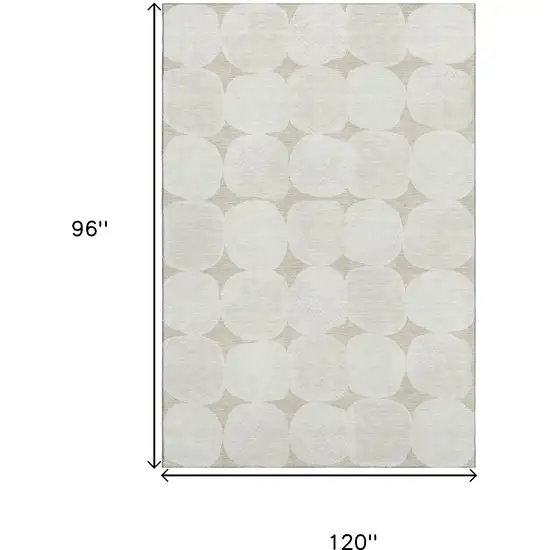 Beige And Ivory Abstract Geometric Washable Area Rug With UV Protection Photo 9