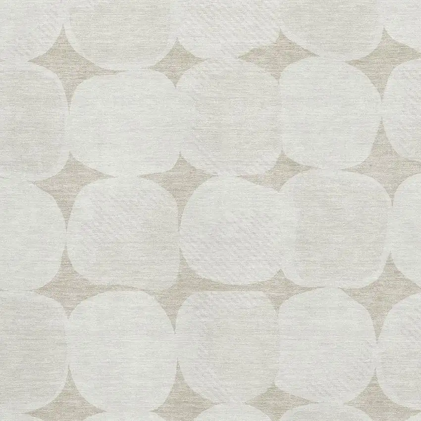 Beige And Ivory Abstract Geometric Washable Area Rug With UV Protection Photo 3