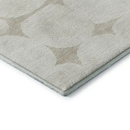 Beige And Ivory Abstract Geometric Washable Area Rug With UV Protection Photo 8
