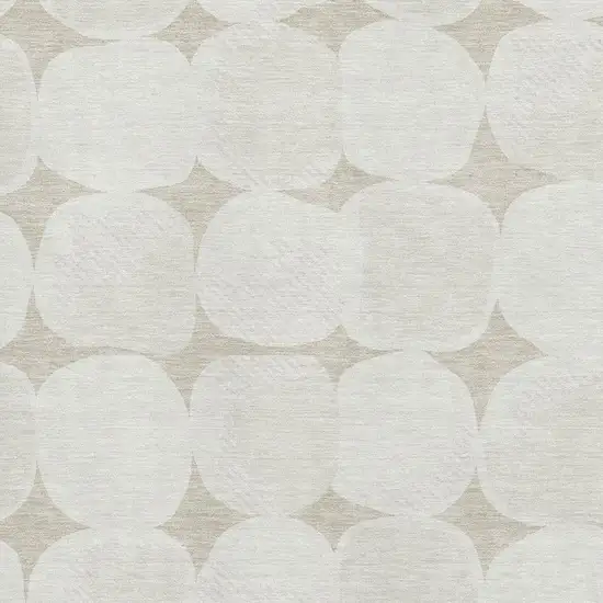 Beige And Ivory Abstract Geometric Washable Area Rug With UV Protection Photo 3
