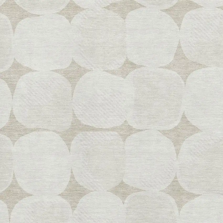 Beige And Ivory Abstract Geometric Washable Area Rug With UV Protection Photo 3