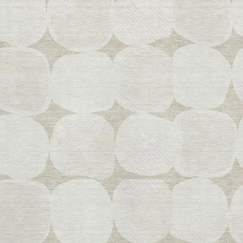 Beige And Ivory Abstract Geometric Washable Area Rug With UV Protection Photo 3