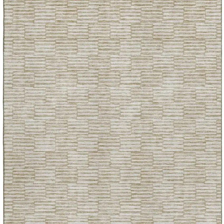 Beige And Ivory Abstract Geometric Washable Area Rug With UV Protection Photo 3