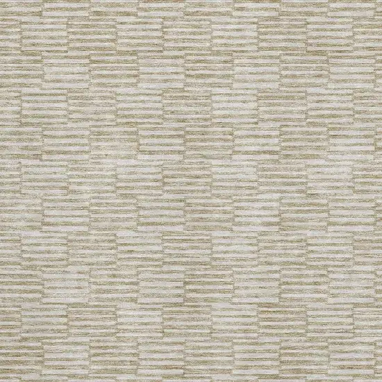 Beige And Ivory Abstract Geometric Washable Area Rug With UV Protection Photo 2