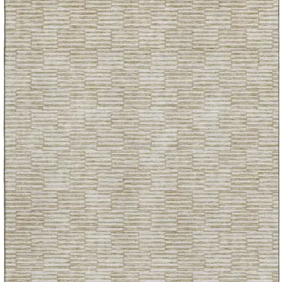 Beige And Ivory Abstract Geometric Washable Area Rug With UV Protection Photo 3