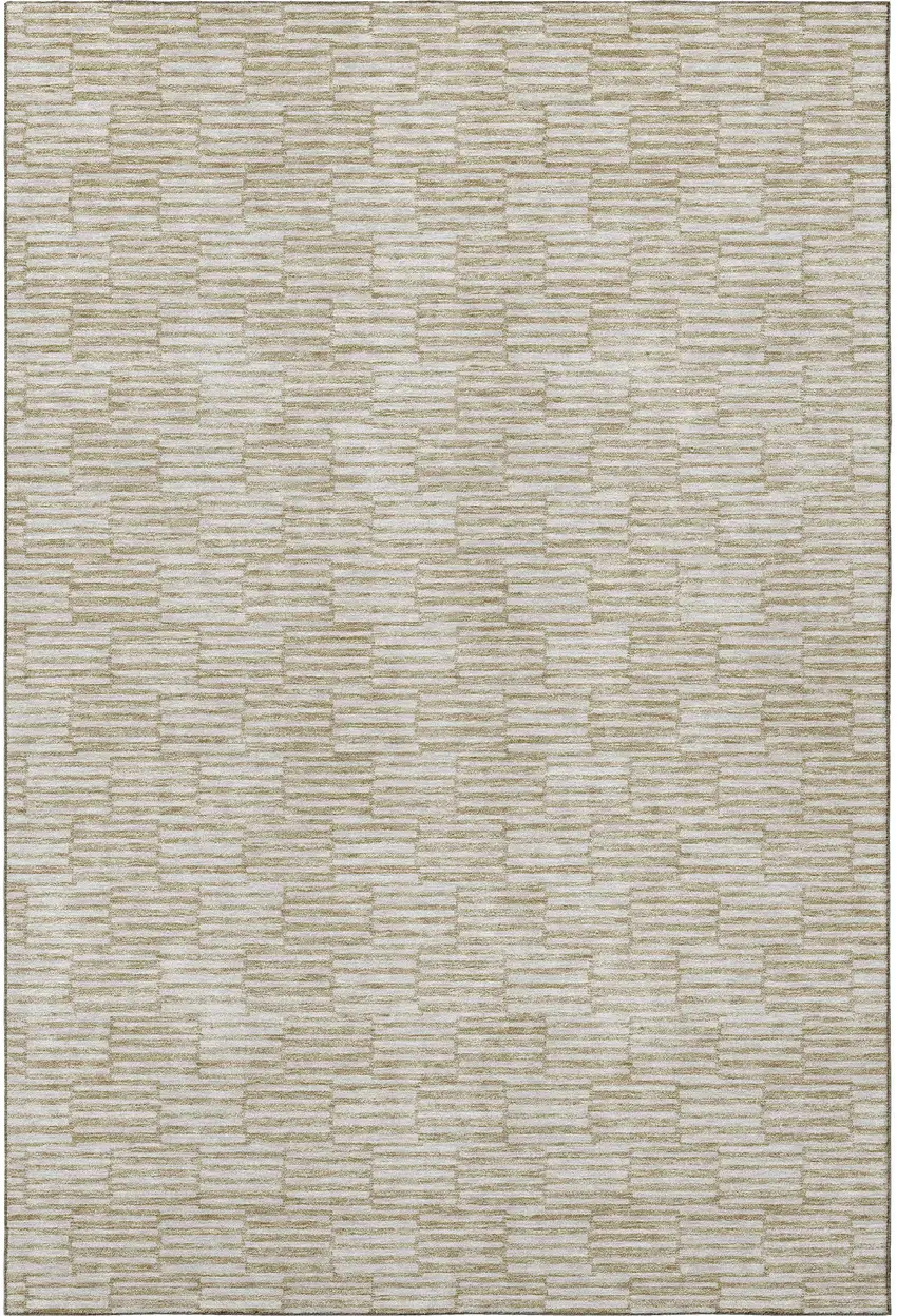 Beige And Ivory Abstract Geometric Washable Area Rug With UV Protection Photo 4