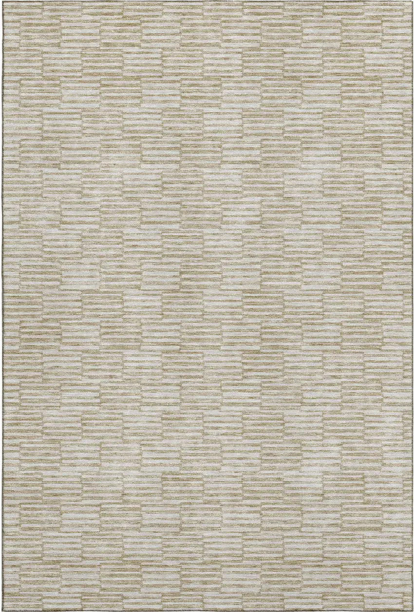 Beige And Ivory Abstract Geometric Washable Area Rug With UV Protection Photo 1