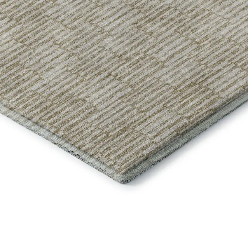 Beige And Ivory Abstract Geometric Washable Area Rug With UV Protection Photo 8