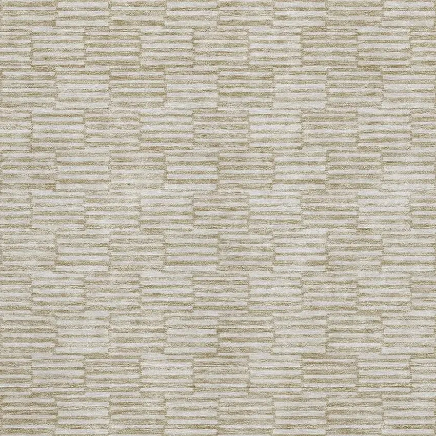 Beige And Ivory Abstract Geometric Washable Area Rug With UV Protection Photo 3