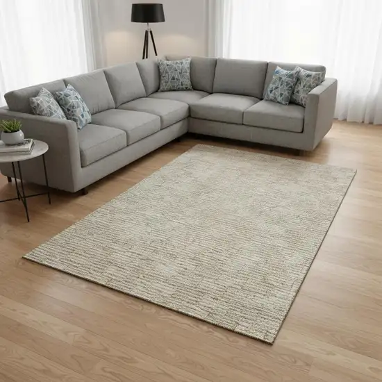 Beige And Ivory Abstract Geometric Washable Area Rug With UV Protection Photo 2