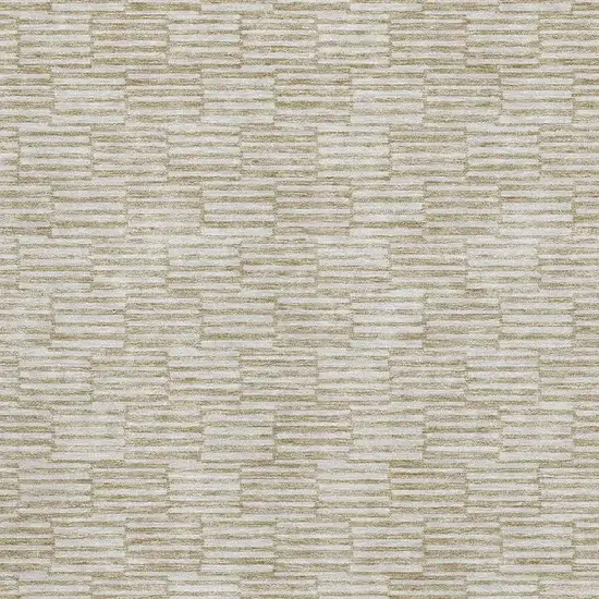 Beige And Ivory Abstract Geometric Washable Area Rug With UV Protection Photo 3