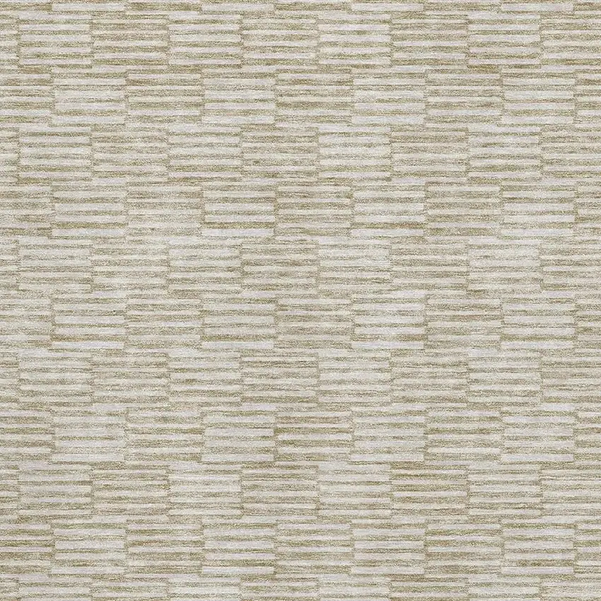 Beige And Ivory Abstract Geometric Washable Area Rug With UV Protection Photo 3