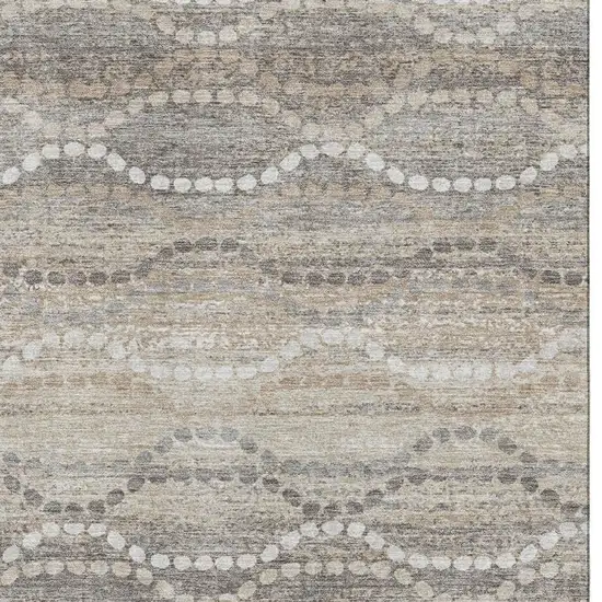 Beige And Ivory Abstract Geometric Washable Area Rug With UV Protection Photo 3