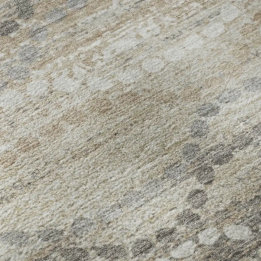 Beige And Ivory Abstract Geometric Washable Area Rug With UV Protection Photo 8