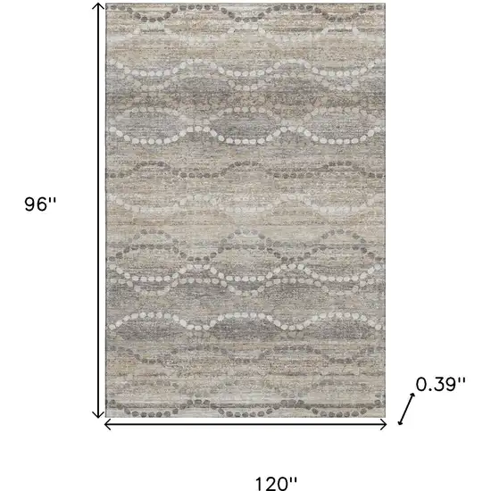 Beige And Ivory Abstract Geometric Washable Area Rug With UV Protection Photo 9
