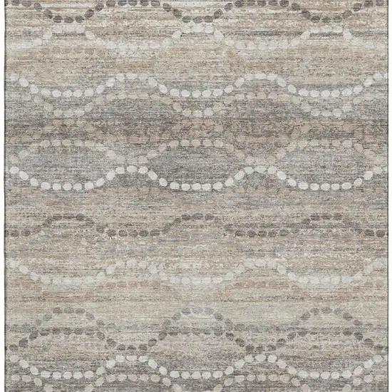 Beige And Ivory Abstract Geometric Washable Area Rug With UV Protection Photo 3