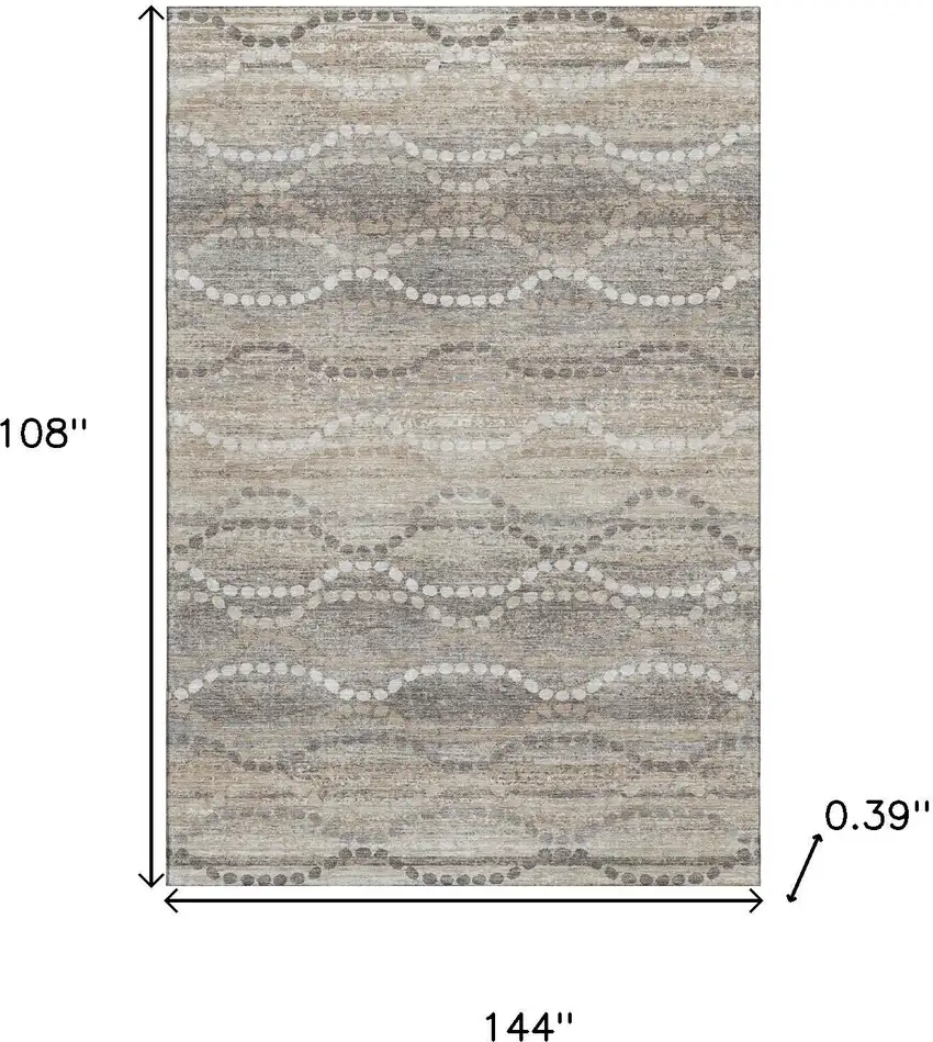 Beige And Ivory Abstract Geometric Washable Area Rug With UV Protection Photo 9