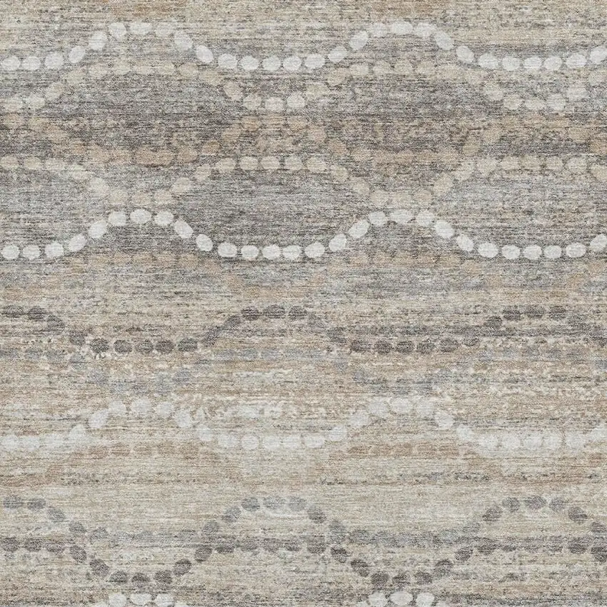 Beige And Ivory Abstract Geometric Washable Area Rug With UV Protection Photo 3