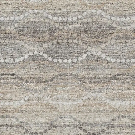 Beige And Ivory Abstract Geometric Washable Area Rug With UV Protection Photo 3