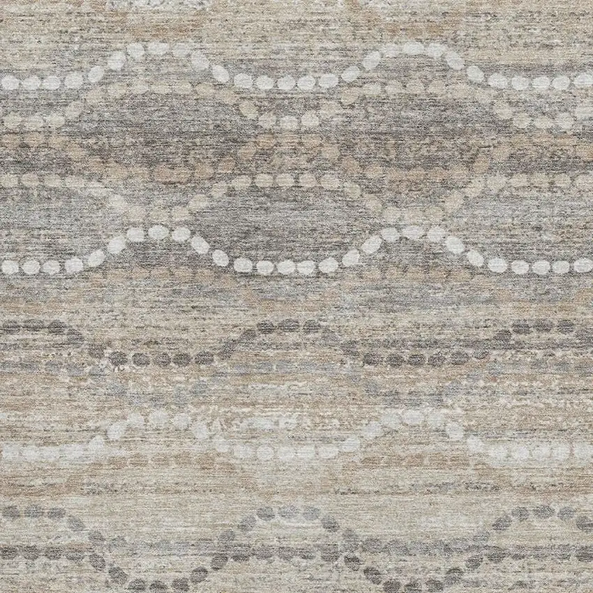 Beige And Ivory Abstract Geometric Washable Area Rug With UV Protection Photo 3