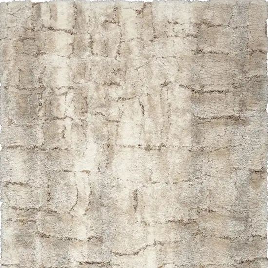 Beige And Ivory Abstract Shag Area Rug Photo 9