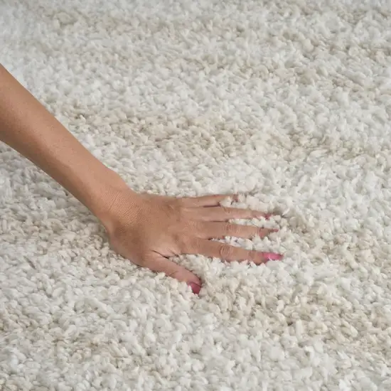 Beige And Ivory Abstract Shag Area Rug Photo 9