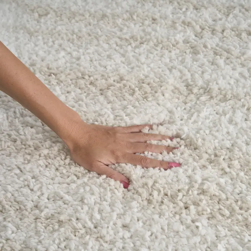 Beige And Ivory Abstract Shag Area Rug Photo 9