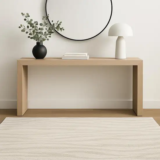 Beige And Ivory Abstract Shag Area Rug Photo 1