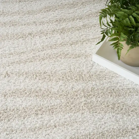 Beige And Ivory Abstract Shag Area Rug Photo 5