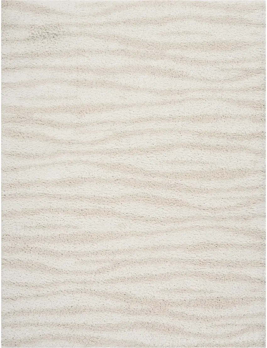 Beige And Ivory Abstract Shag Area Rug Photo 3