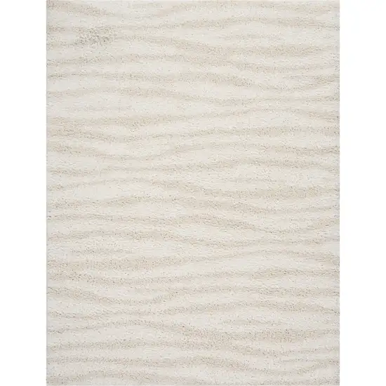 Beige And Ivory Abstract Shag Area Rug Photo 3