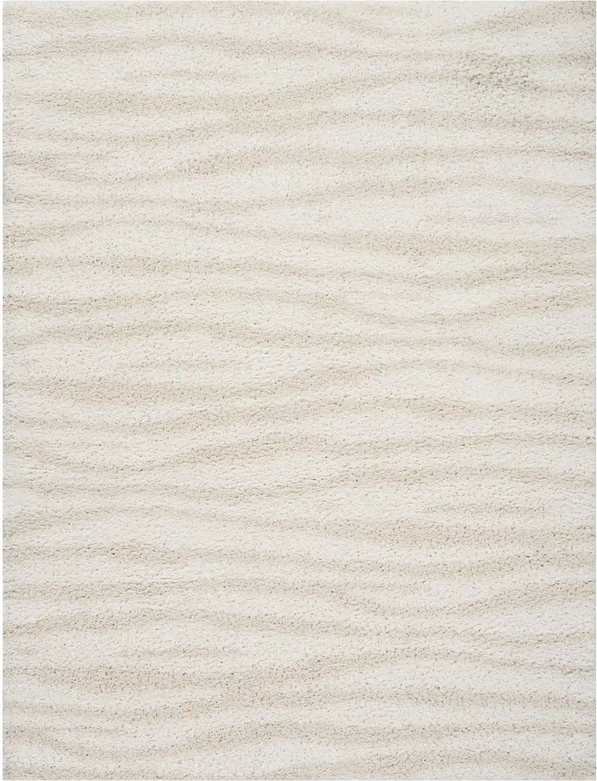 Beige And Ivory Abstract Shag Area Rug Photo 2