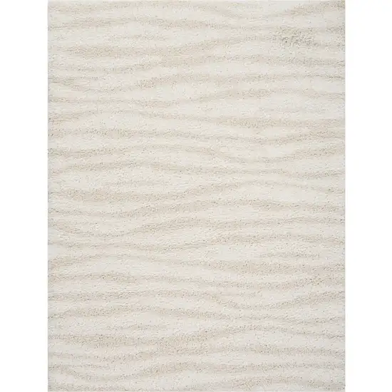 Beige And Ivory Abstract Shag Area Rug Photo 2