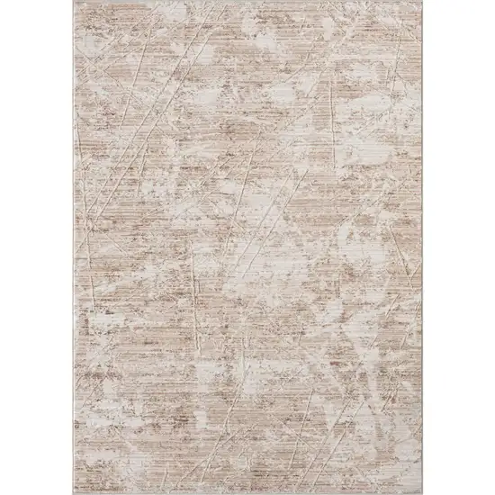 Beige And Ivory Abstract Square Rug Photo 4
