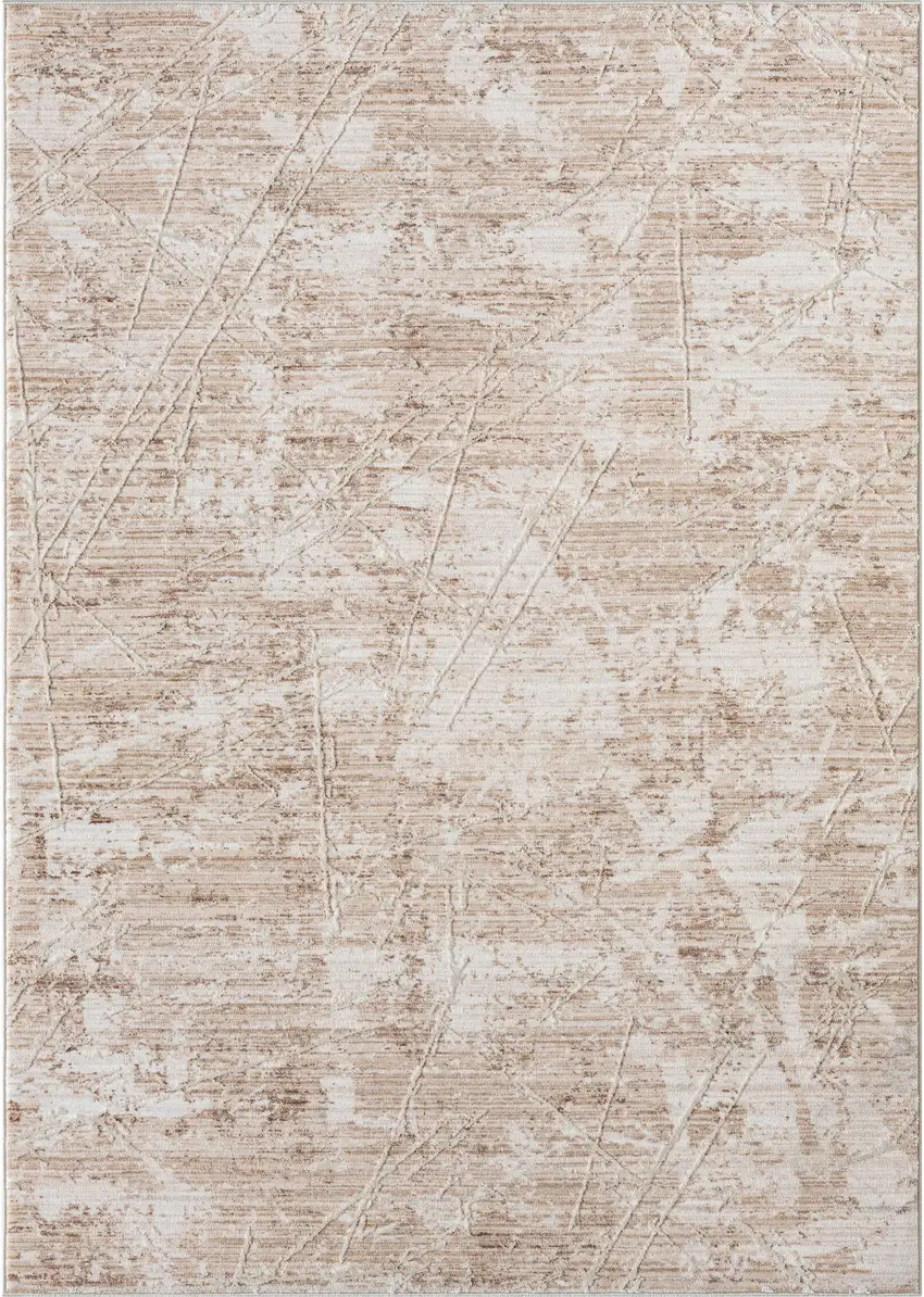 Beige And Ivory Abstract Square Rug Photo 4