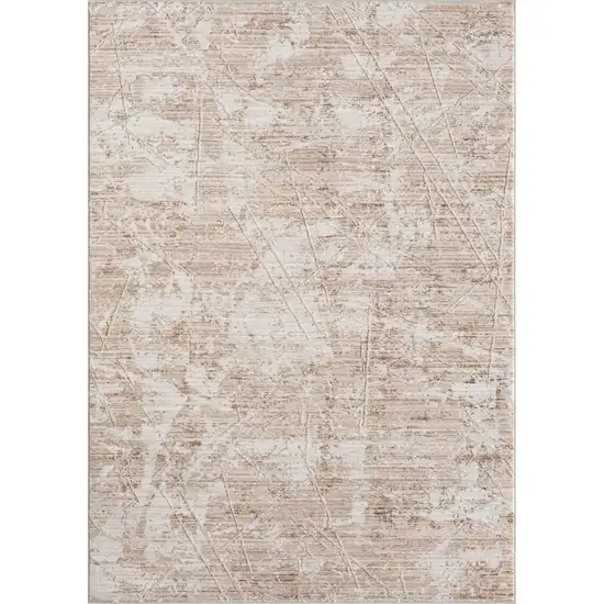 Beige And Ivory Abstract Square Rug Photo 2