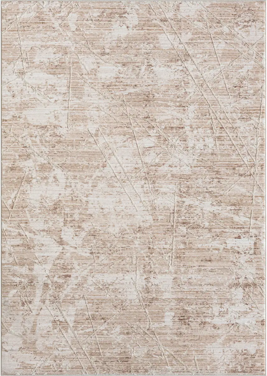 Beige And Ivory Abstract Square Rug Photo 2