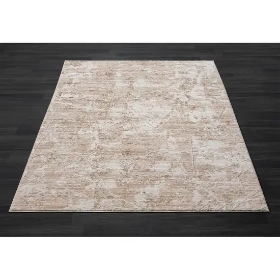 Beige And Ivory Abstract Square Rug Photo 6