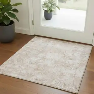 Photo of Beige And Ivory Abstract Square Rug