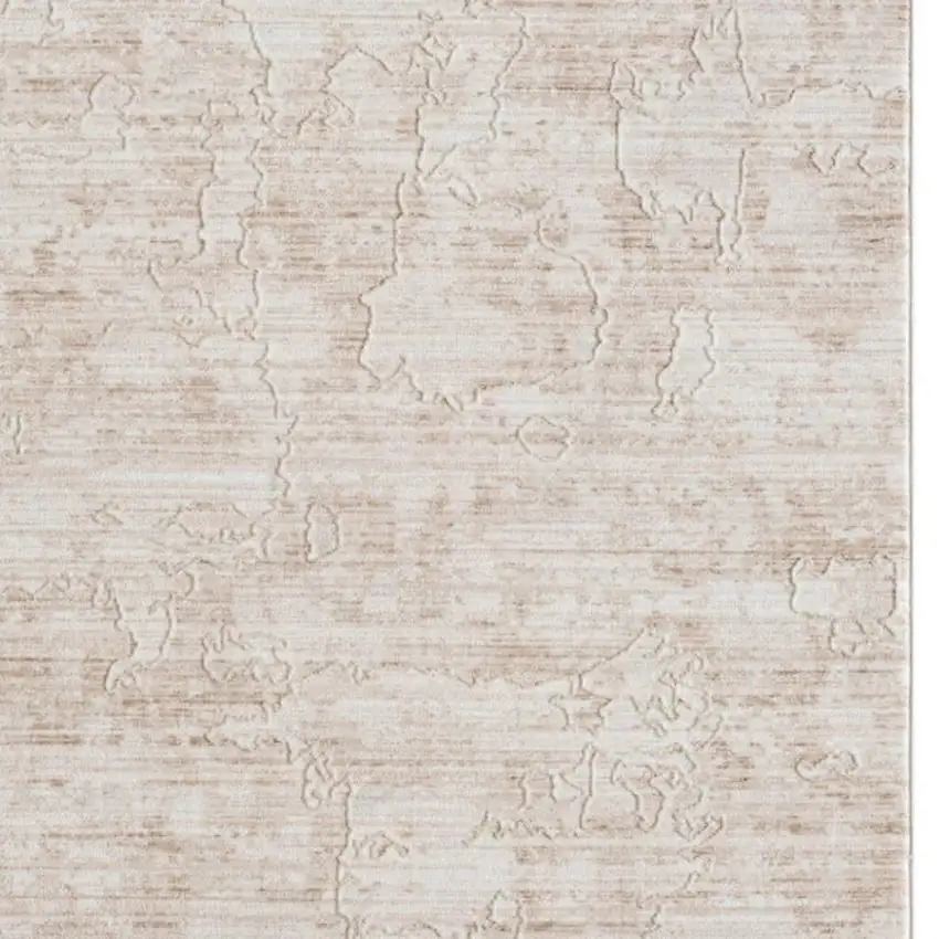 Beige And Ivory Abstract Square Rug Photo 4