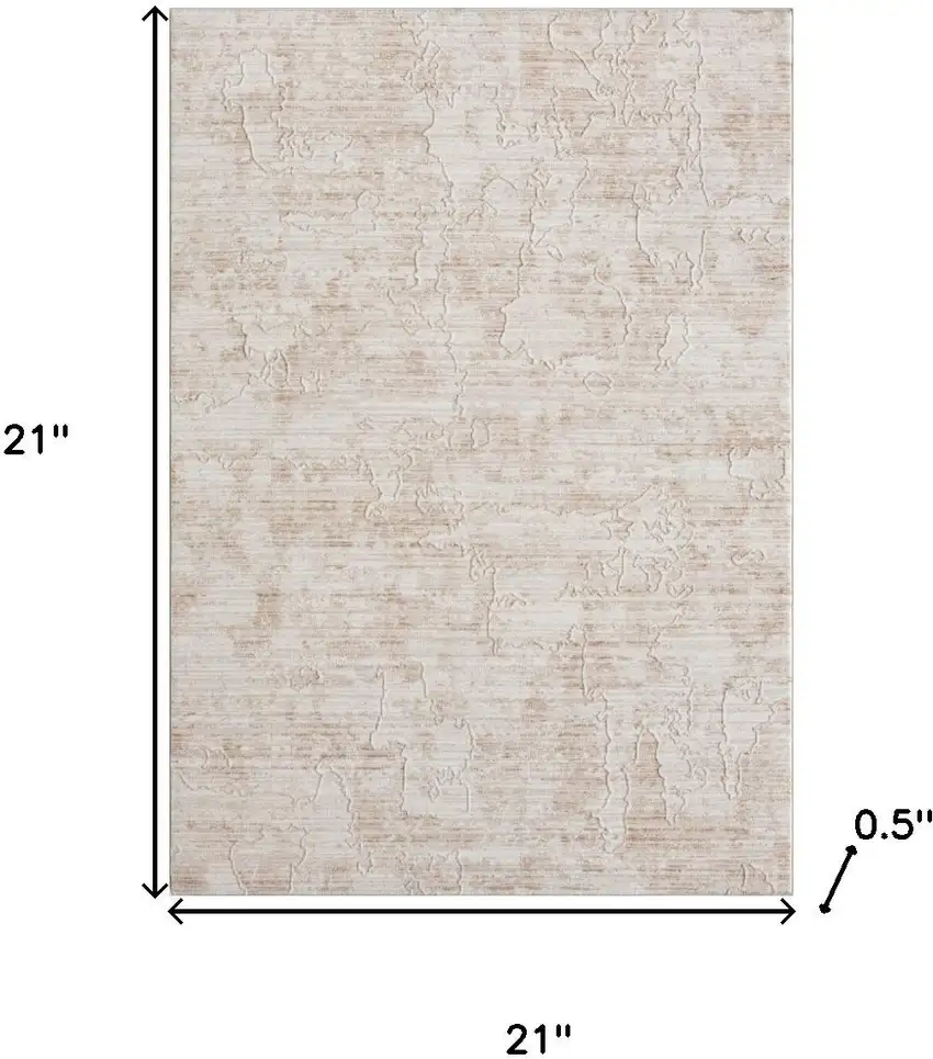 Beige And Ivory Abstract Square Rug Photo 3