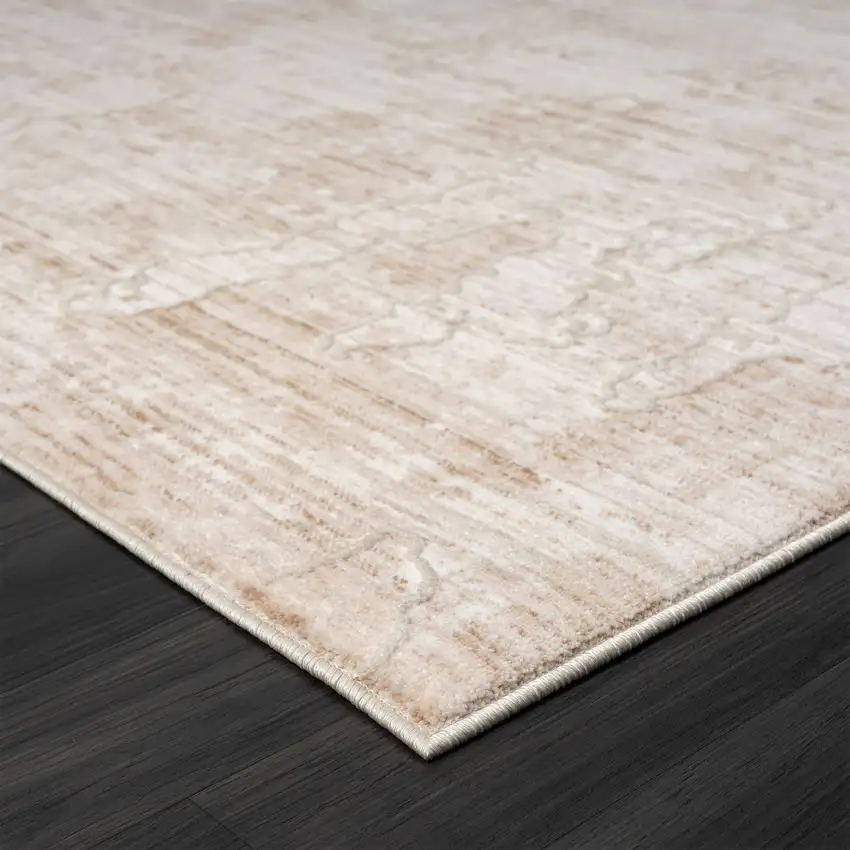 Beige And Ivory Abstract Square Rug Photo 7