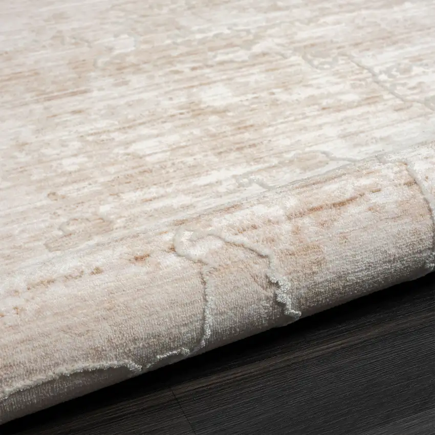 Beige And Ivory Abstract Square Rug Photo 8