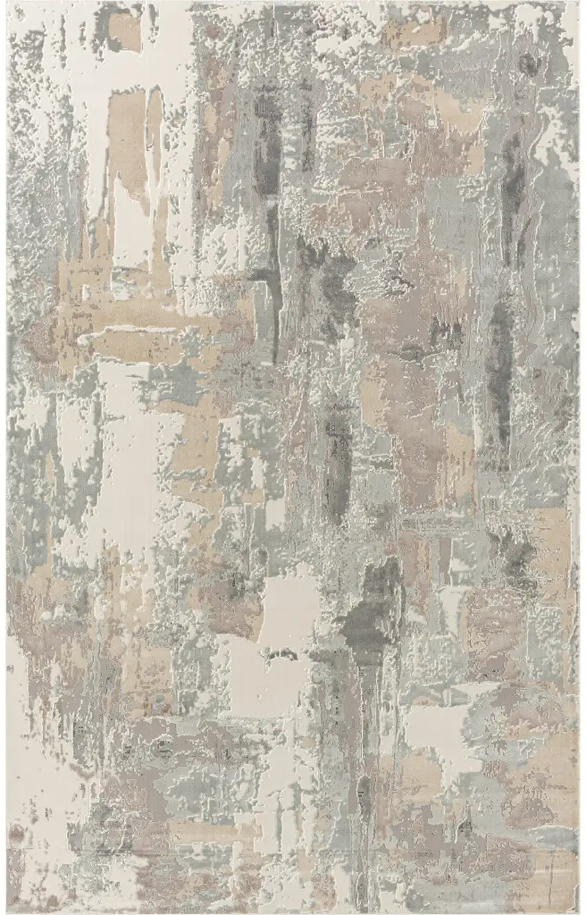 Beige And Ivory Abstract Square Rug Photo 6