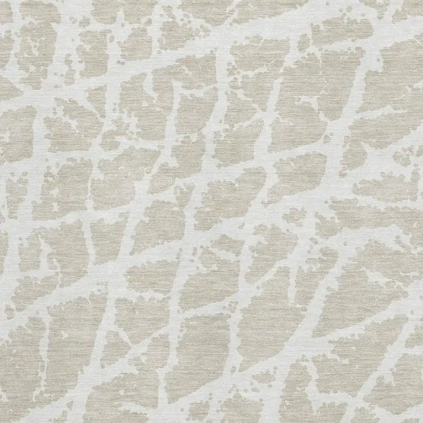 Beige And Ivory Abstract Washable Area Rug With UV Protection Photo 7