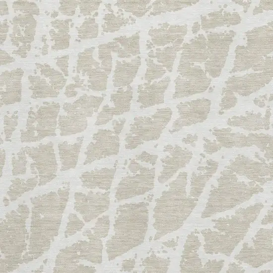 Beige And Ivory Abstract Washable Area Rug With UV Protection Photo 7