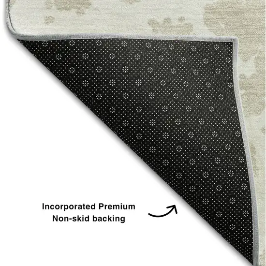 Beige And Ivory Abstract Washable Area Rug With UV Protection Photo 9